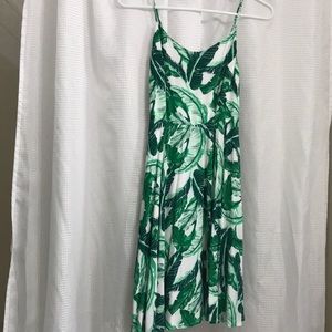 Green palm leaf summer dress